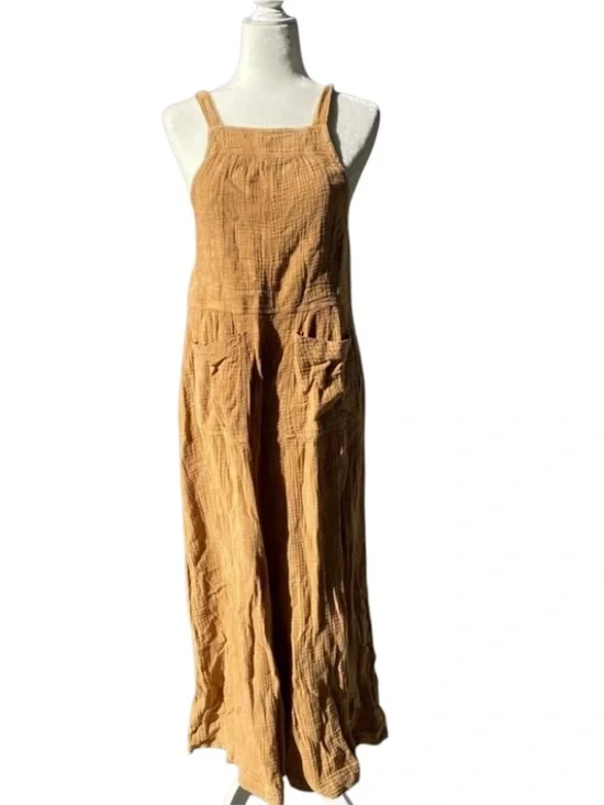 Free People Cyprus Wide leg Overalls Jumpsuit Brown size S - Picture 5 of 12
